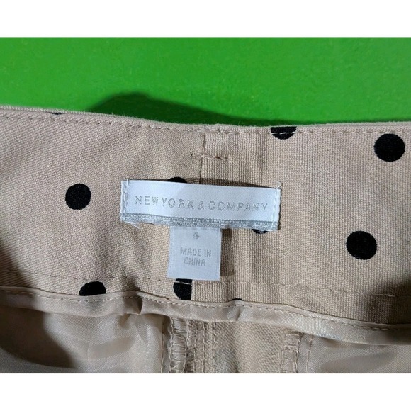 New York and Co. Tan Black Polka Dot Pants Slim Women's Size 4 - Picture 9 of 11